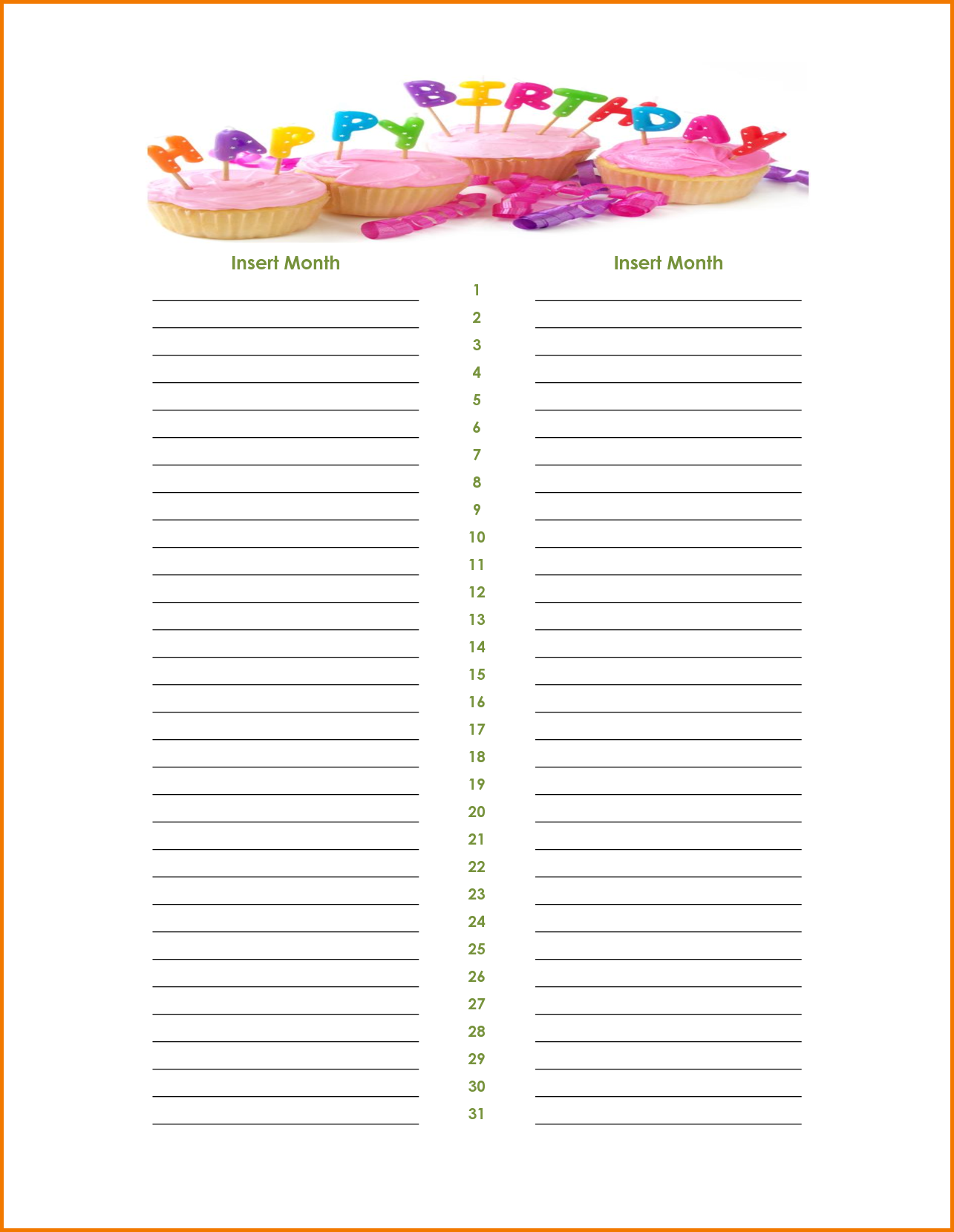 Download Microsoft Word Birthday List Template Birthday Calendar Calendar Word Birthday Charts