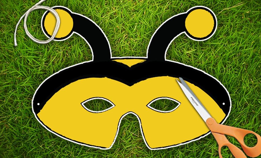 Bumblebee Template Print Bee Party Mask Printable Pdf By Therasilisk On Etsy Bee Printables Bee Party Printable Halloween Masks