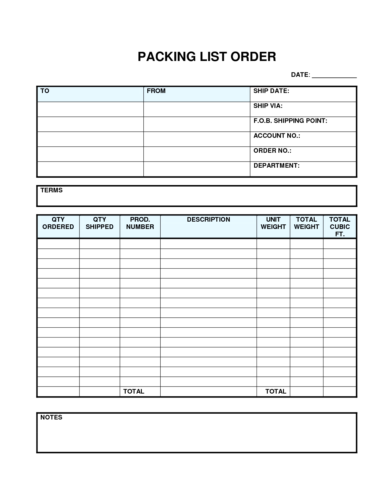 4 Best Images Of Printable List Forms Blank Free Packing Template Mughals Packing List Template Packing List Invoice Template