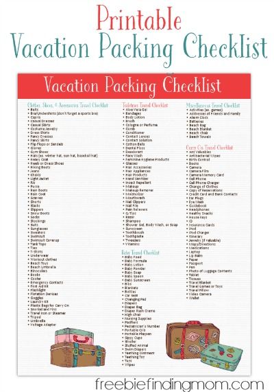Free Printable Vacation Packing List From Freebie Finding Mom Packing List For Vacation Vacation Packing Vacation Packing Checklist