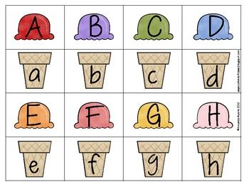 Summer Ice Cream Alphabet Match Alphabet Activities Preschool Alphabet Matching Alphabet Preschool