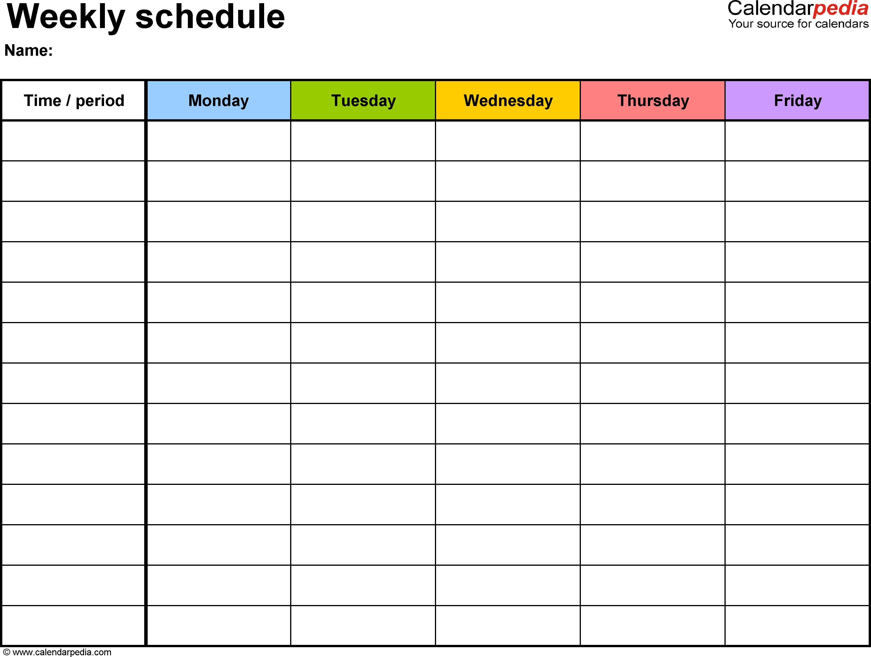 Weekly Schedule Template For Word Version 1 Landscape 1 Page Monday To Friday Homeschool Schedule Template School Schedule Printable Class Schedule Template