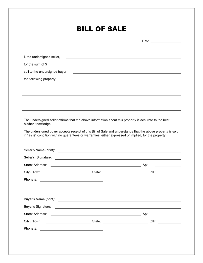 Free Printable Rv Bill Of Sale Form Form Generic Sample Printable Legal Forms For Atto Bill Of Sale Template Free Basic Templates Templates Printable Free