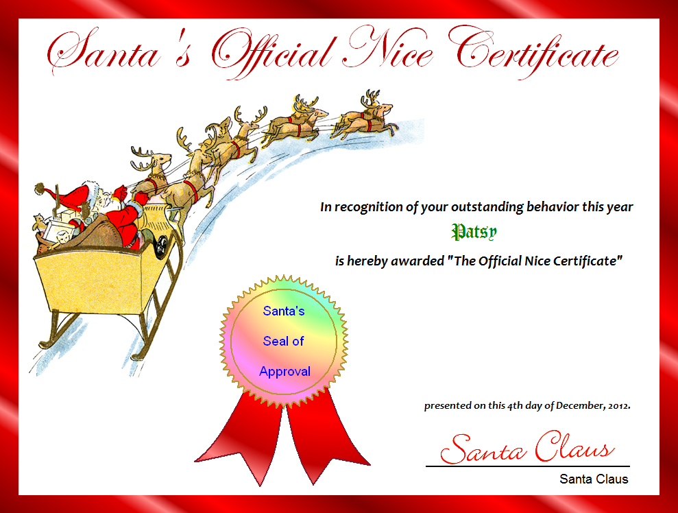 Free Printable Santa S Official Nice Certificate Christmas Gift Certificate Nice Certificate Christmas Gift Certificate Template