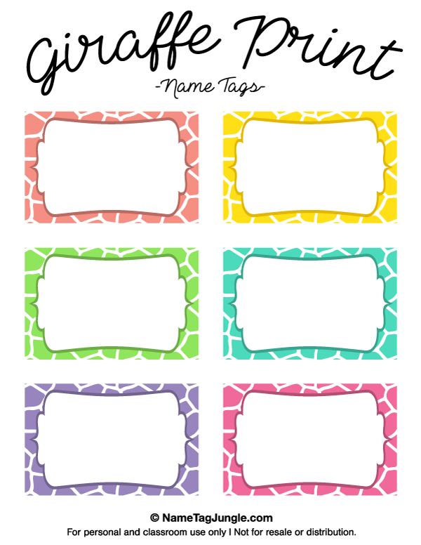 Printable Giraffe Print Name Tags Printable Label Templates Free Label Templates Printable Name Tags