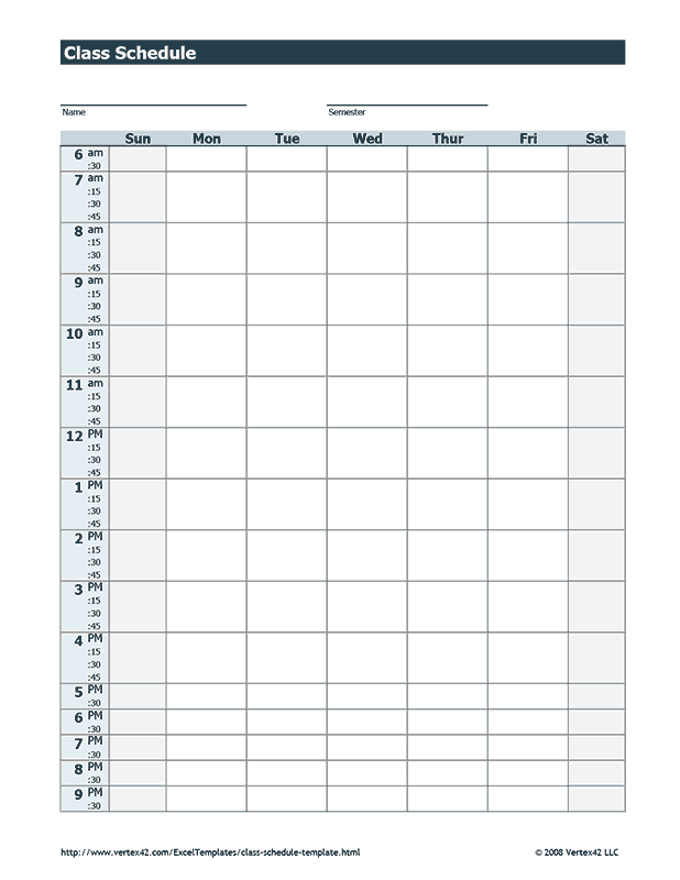 Weekly Class Schedule Template Class Schedule Template College Schedule Class Schedule