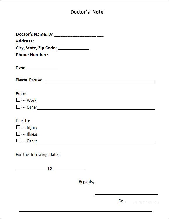9 Best Free Doctors Note Templates For Work Every Last Template Free Download Doctors Note Template Doctors Note Notes Template