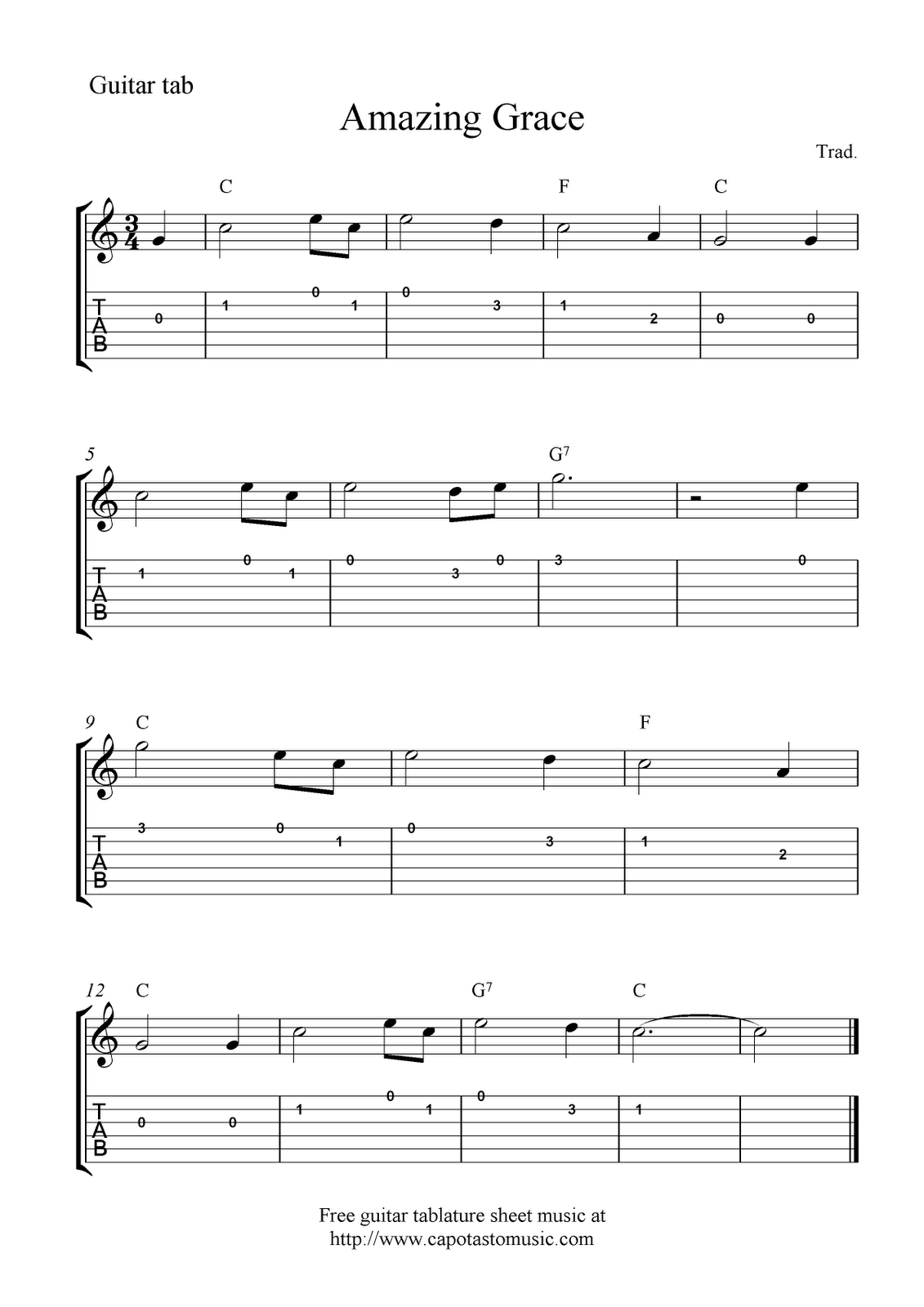 Amazing Grace Guitar Sheet Music Amazing Grace Free Guitar Tablature Sheet Music Tablature Sheet Music Guitar Tabs