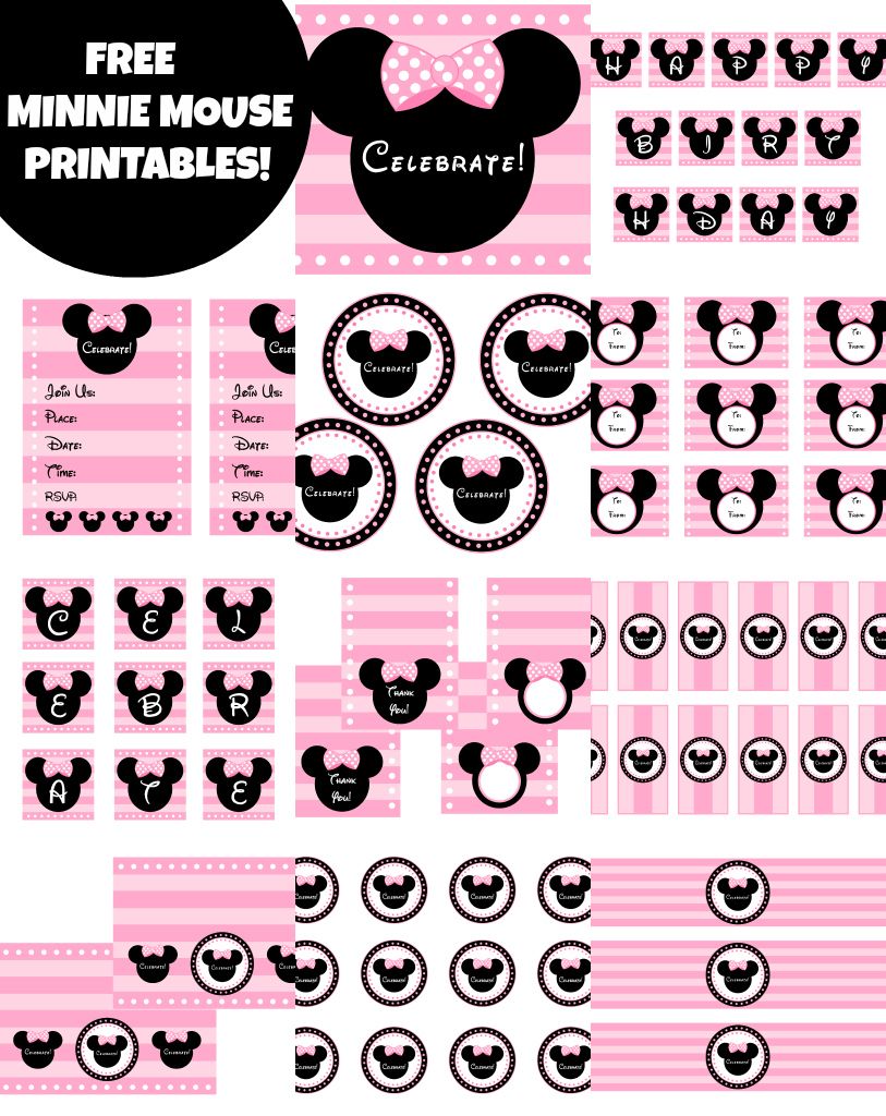 Download These Free Pink Minnie Mouse Party Printables Minnie Birthday Party Minnie Mouse Birthday Party Birthday Party Printables