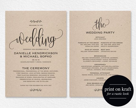 Wedding Program Printable Wedding Program Template Rustic Wedding Ceremony Printable Template Fan Pdf Instant Download Bpb202 3 Wedding Invitations Printable Templates Free Printable Wedding Invitation Templates Wedding Invitation Templates