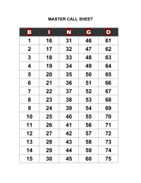 Bingo Call Sheet For Overhead Projector Portrait Bingo Calls Bingo Sheets Bingo Printable