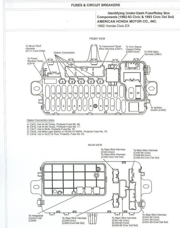 Civic Eg View Topic 92 95 Civic Fuse Box Diagrams Engine Bay And Under Dash รถยนต