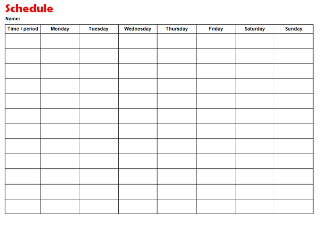 Weekly Schedule Template Word Print Outs Kids Schedule Template Schedule Template Weekly Schedule Kids Schedule