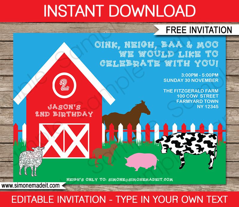Free Printable Barnyard Farm Invitation Farm Birthday Invitation Farm Invitation Farm Party Invitations