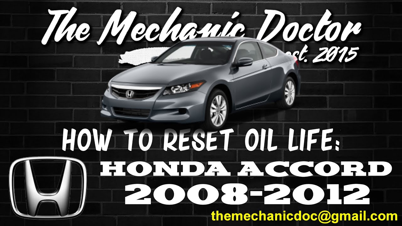 How To Reset Oil Light Honda Accord 2008 2009 2010 2011 2012 Youtube Honda Accord Honda Oil Change